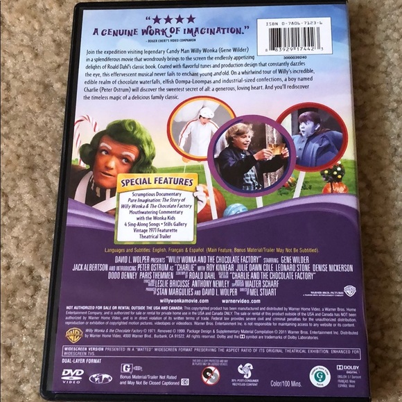 🎄WILLY WONKA & THE CHOCOLATE FACTORY DVD - Picture 2 of 5